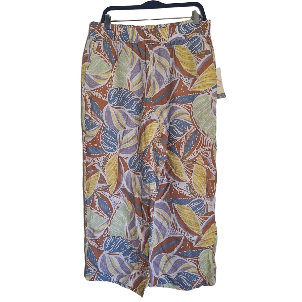 C&C California Multi Botanical Linen Wide Leg Pants Size XL